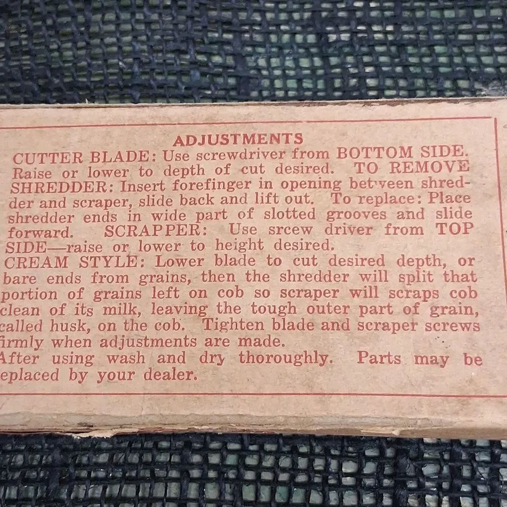 Vintage Corn Cutter & Creamer For Freezing Or Canning Sweet Corn
